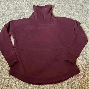 Athleta Women S Cozy Karma Funnel Neck Fleece Lined Sweatshirt Burgundy